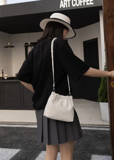 Title 4, Genuine Leather Cloud Bag for Commuters, Elegan...