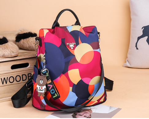 Mochila femenina coreana multifuncional antirrobo, gran capacidad, nueva impresión, para exteriores y ocio. Bolso de hombro versátil. — foto 2