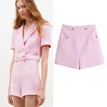 Shorts casuais femininos novos, estilo western, cintura alta, textura fashion. Ideal para um visual moderno e confortável. — foto 5