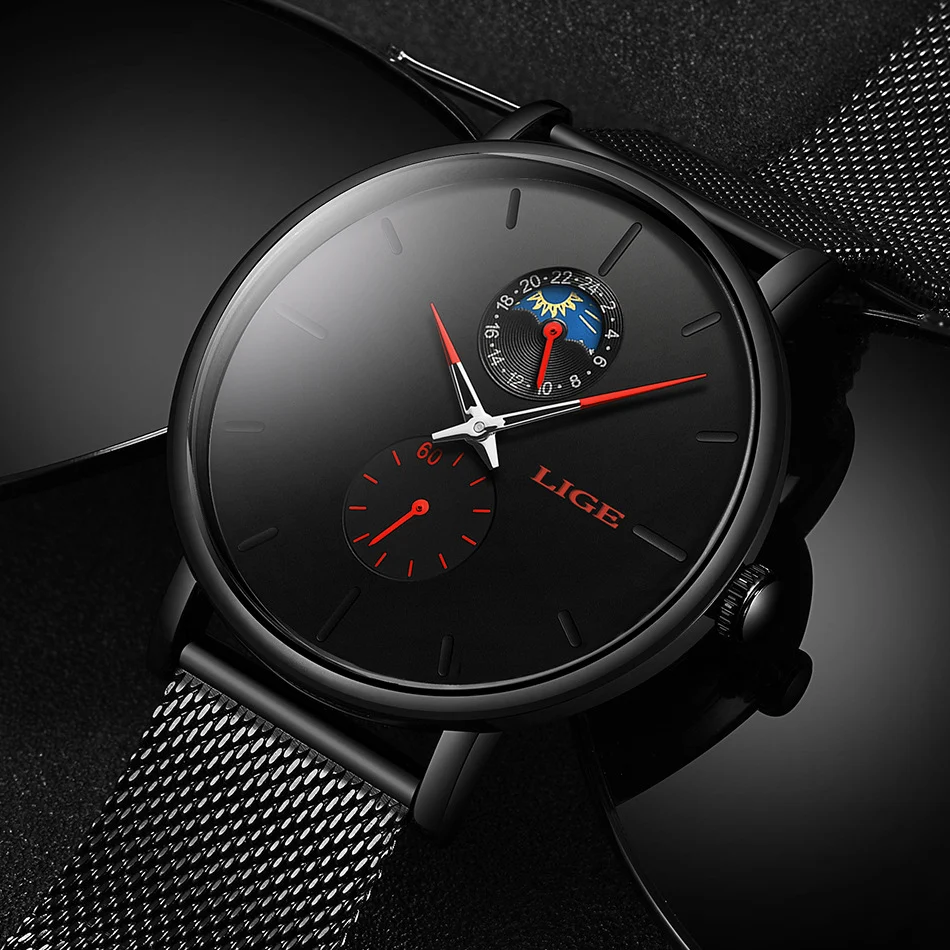 Relógio masculino luminoso com pulseira de malha novo. Ideal para uso diário e noturno, combina estilo moderno com excelente visibilidade. — foto 9