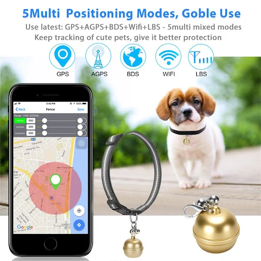 Title 2, Pet GPS Bell Locator IP67 Waterproof Cat and Do...