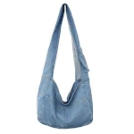 Bolsa de lona jeans feminina Mochila de ombro de grande capacidade Ideal para o dia a dia e viagens Espaçosa e resistente para tudo o que precisa levar — foto 2