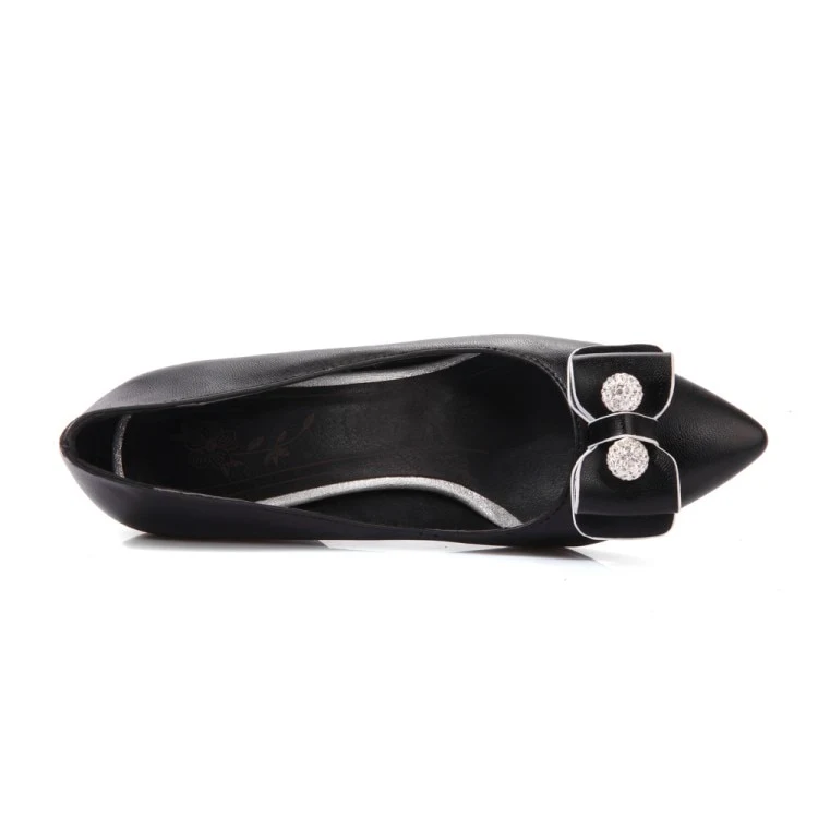 Title 19, Bowknot mid-heel shoes with feminine pointed rh...