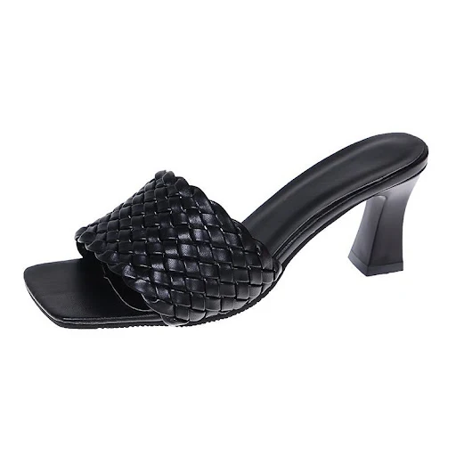 Title 6, Woven thick heel womens shoes