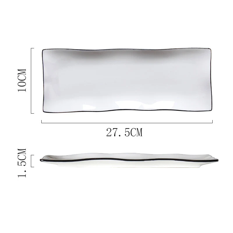 Title 1, Japanese Rectangular Sushi Plate Simple Ceramic...