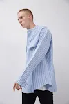High Street FOG Style Striped Loose Men's Hip Hop Long Sleeve Shirt. Comfortable and stylish, perfect for a casual, stre — photo 1
