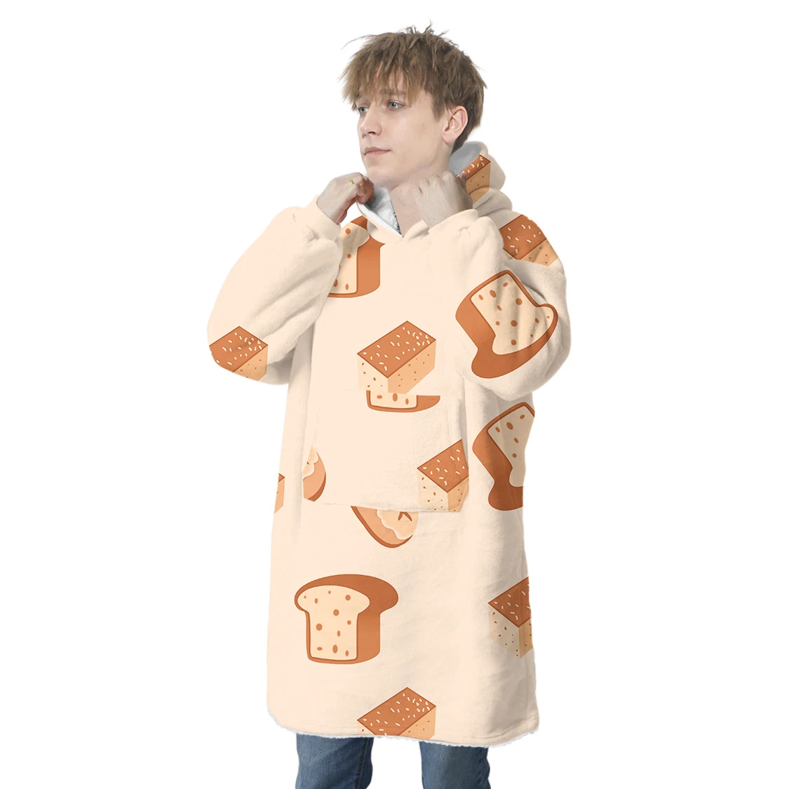 Title 74, Orange Digital Print Parent-child Lamb Velvet L...