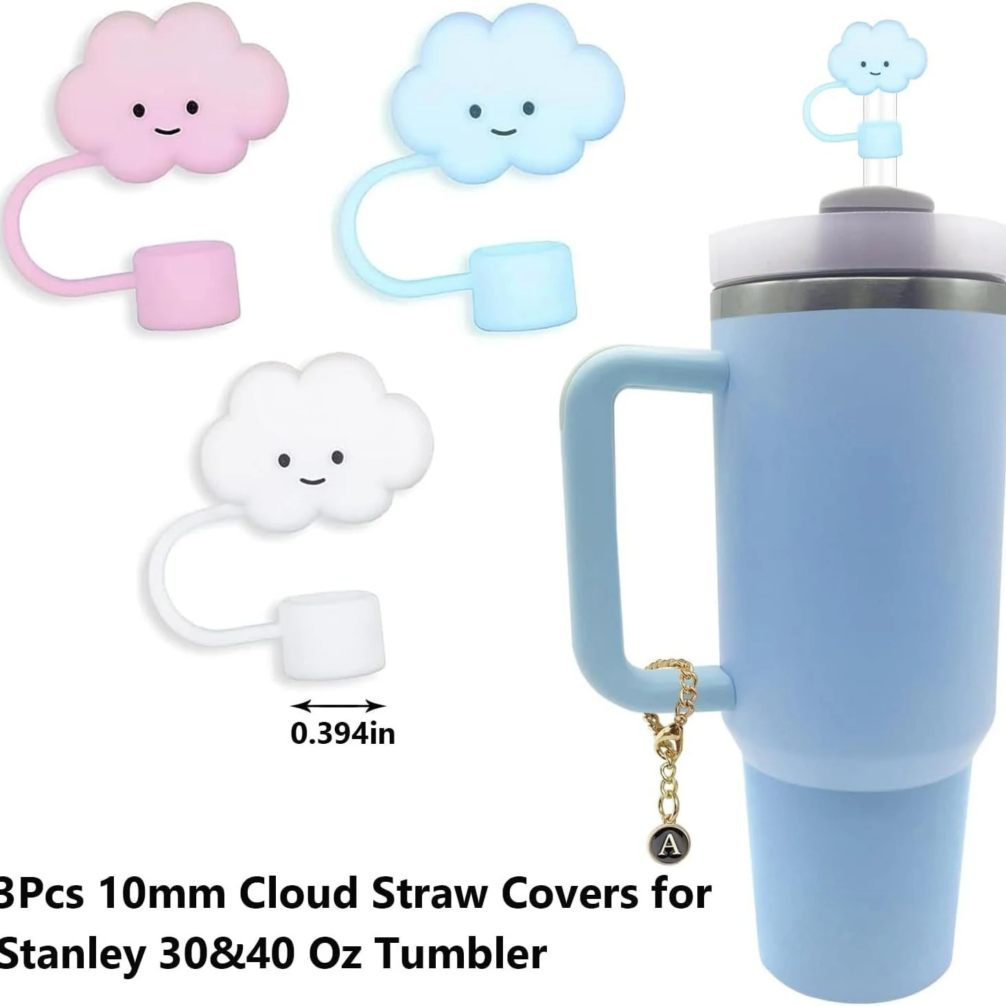 Cup Straw Cap with 26 Letters Pendant, 10mm Glass Straw Cover for Big Mouth, protects your drink and adds a personal tou — photo 29