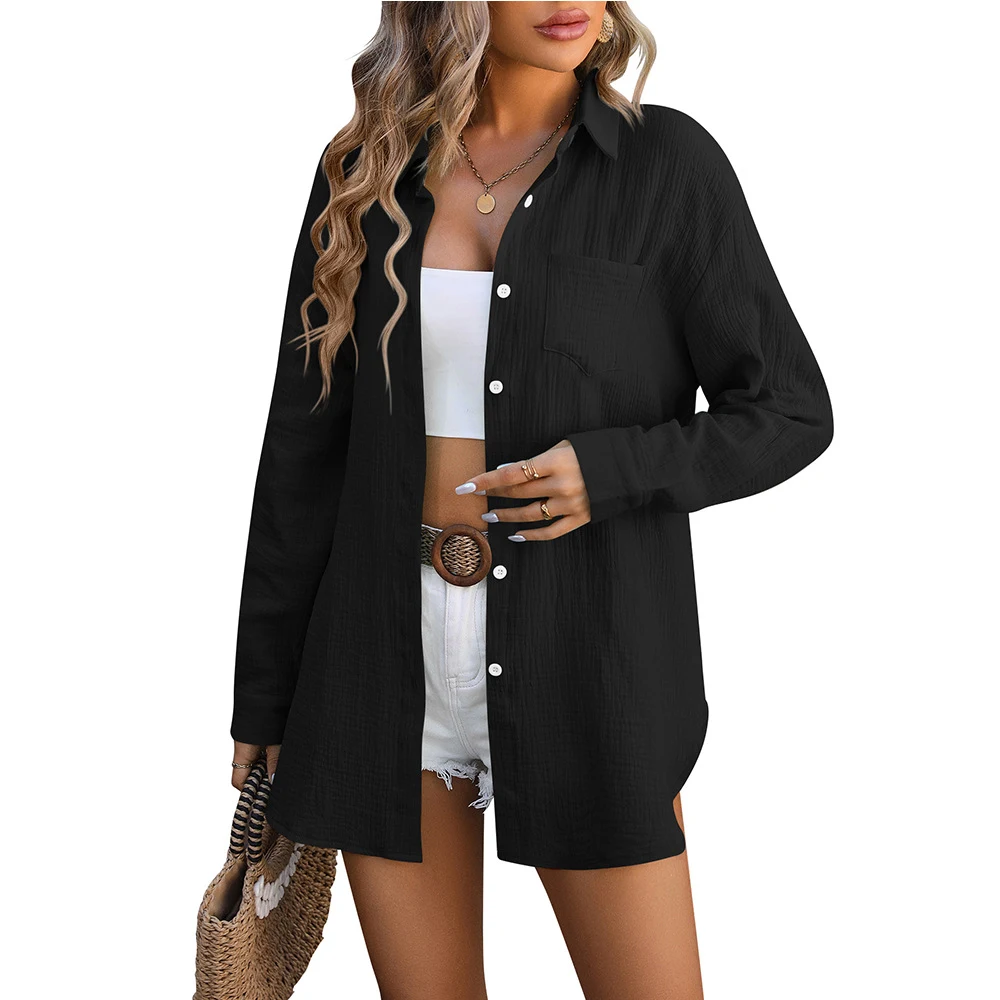Women's Beach Cover-up Champray Casual Shirt, a light and breezy shirt for the beach or pool, providing a comfortable an — photo 10