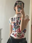 Y2k Aesthetic Fashion Cropped Tops Women Short Sleeve — photo 5