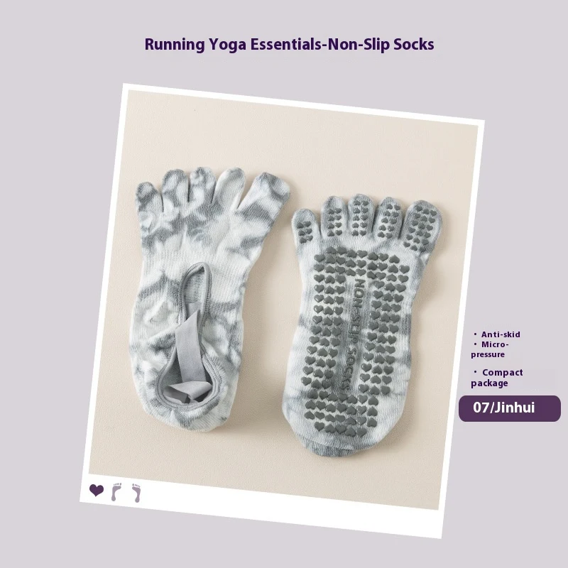 Yoga antislip sokken dames, tie-dye, vijf tenen. Perfect voor yoga, pilates en meer. Bieden betere grip en comfort tijdens je training. — foto 2