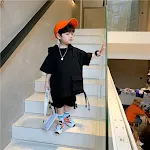 Terno Infantil de Manga Curta Verão Novo Bebê Bonito Jaqueta e Shorts Conjunto Coreano Estilo Ocidental Duas Peças — foto 1