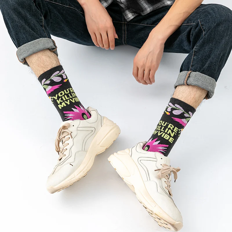 Title 3, Fashion Color Matching Mens Mid-tube Socks off...