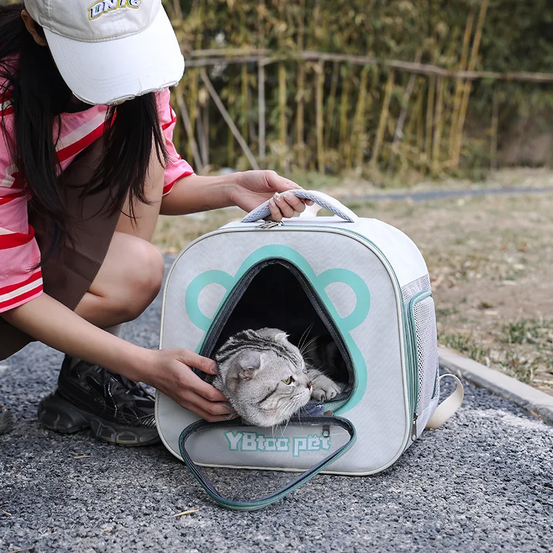Mochila para gatos portátil, grande capacidade e respirável, ideal para transportar seu felino com conforto e segurança. — foto 5