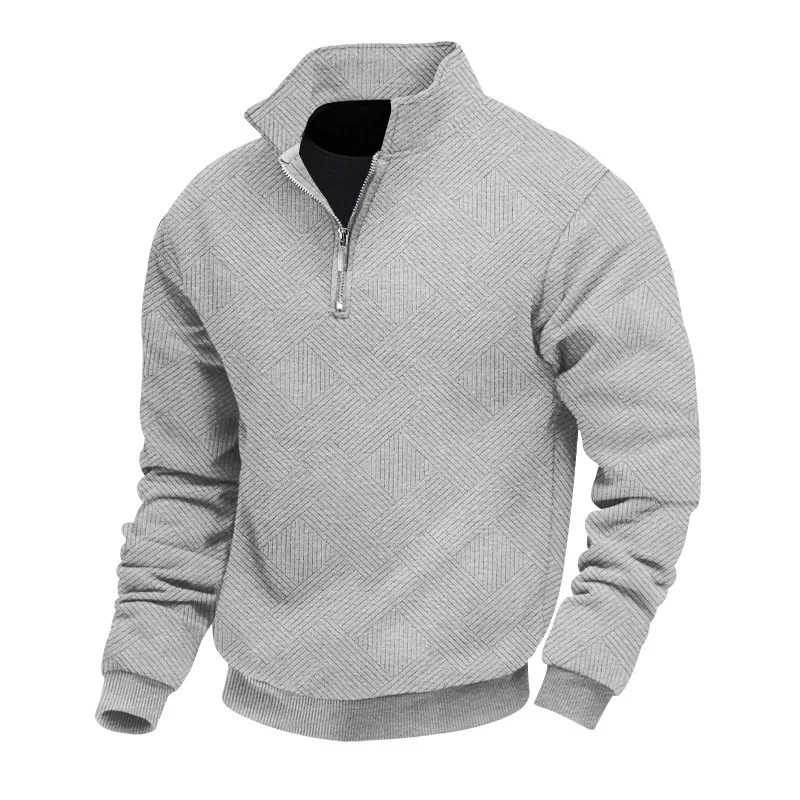 Camiseta masculina de manga longa com lapela, zíper e caimento solto, casual. Perfeita para um visual confortável e estiloso no dia a dia. — foto 10