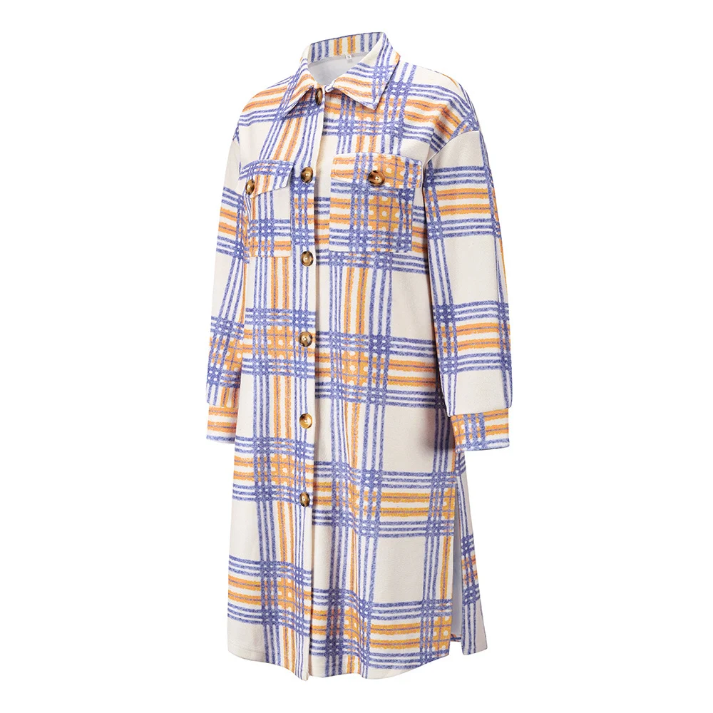 Title 10, Cappotto lungo donna in lana a quadri