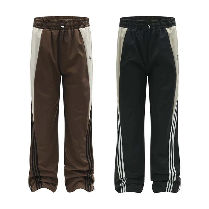 High Street Side Stripe Color Contrast Patchwork Design Sports Trousers. Unisex style, comfortable and stylish for men a — photo 19