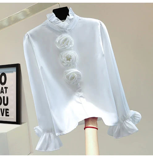 Title 1, Flower Long Sleeve Casual Shirt Spring New Loos...