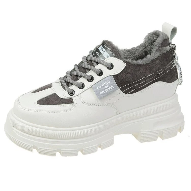 Women's Plus Velvet Sports Shoes, Winter Cotton Shoes for Students, Warmth, Thicker Inner Heightening, Casual Daddy Shoe — photo 1