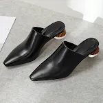 Simple Closed Toe Sandals Pointed-toe Mules Shoes with Crystal Thick Heel. Comfortable and stylish footwear for everyday — photo 8