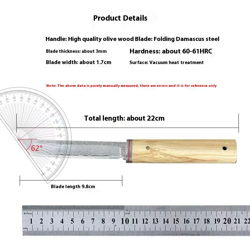 Title 1, Olivewood Damascus Steel Knife for Outdoor Deco...