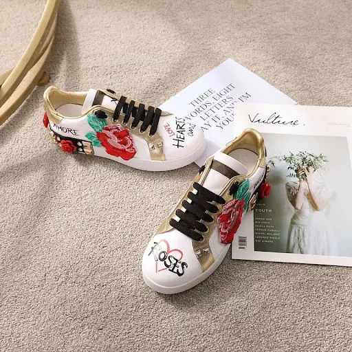 Title 2, Womens White Leather Shoes Casual Single Shoes...