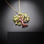 Colar Longo Dourado 18K com Pingente de Árvore Verde Esmaltada Corrente Decorativa para Camiseta Brilhante Feminina — foto 12