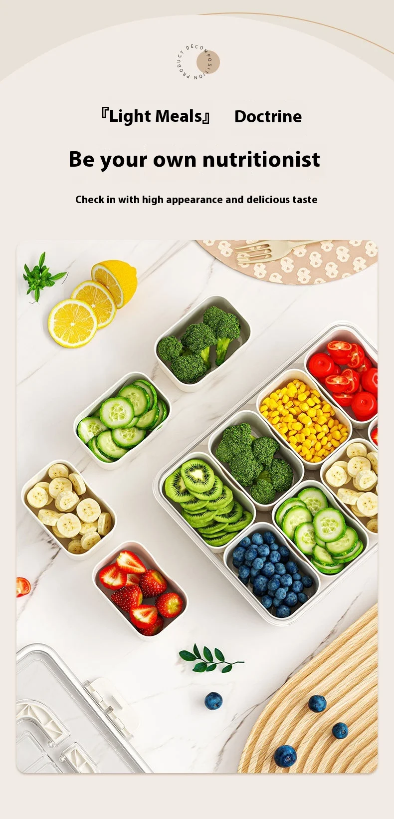 Title 3, 8 Grids Divided Serving Tray Fruits Snack Box O...