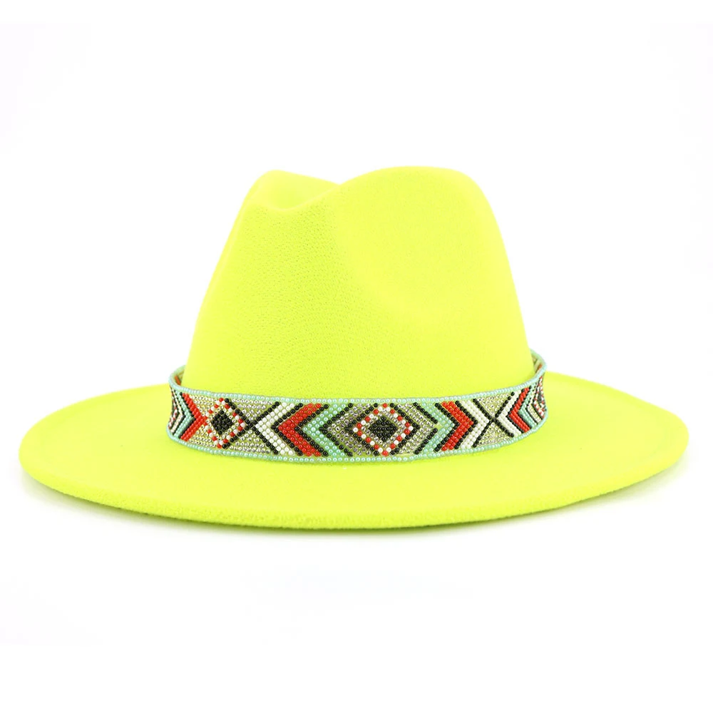 Autumn and Winter New Blue Bead Woolen Hat Fashion Panama Jazz Hat offers stylish warmth and effortless elegance for you — photo 2