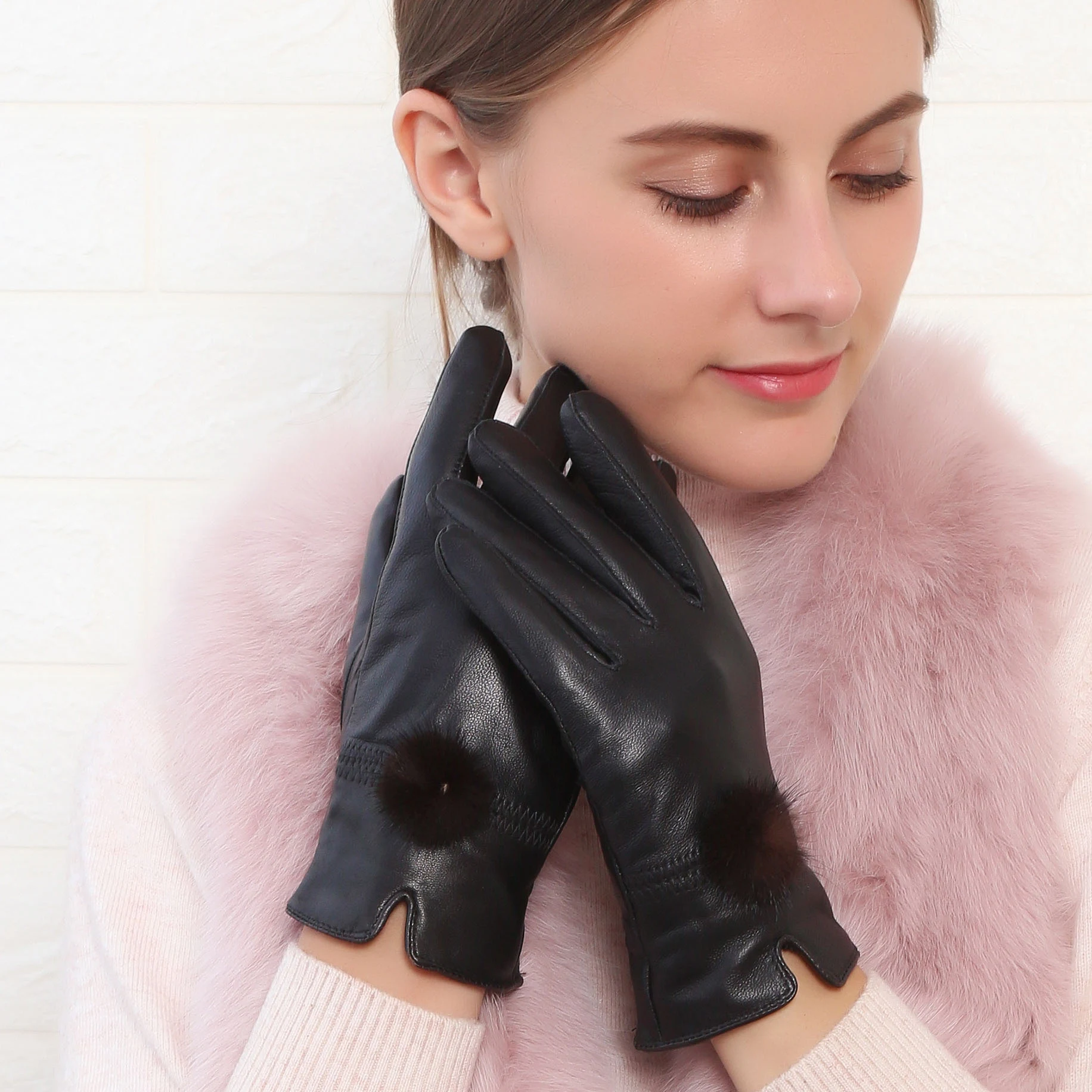 Title 2, Womens Cute Warm Colored Sheepskin Gloves