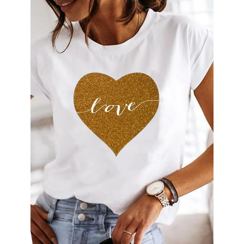 Women's Leopard Print Love Casual Retro Printed Plus Size Women's Clothing White T Short Sleeve Women — photo 28