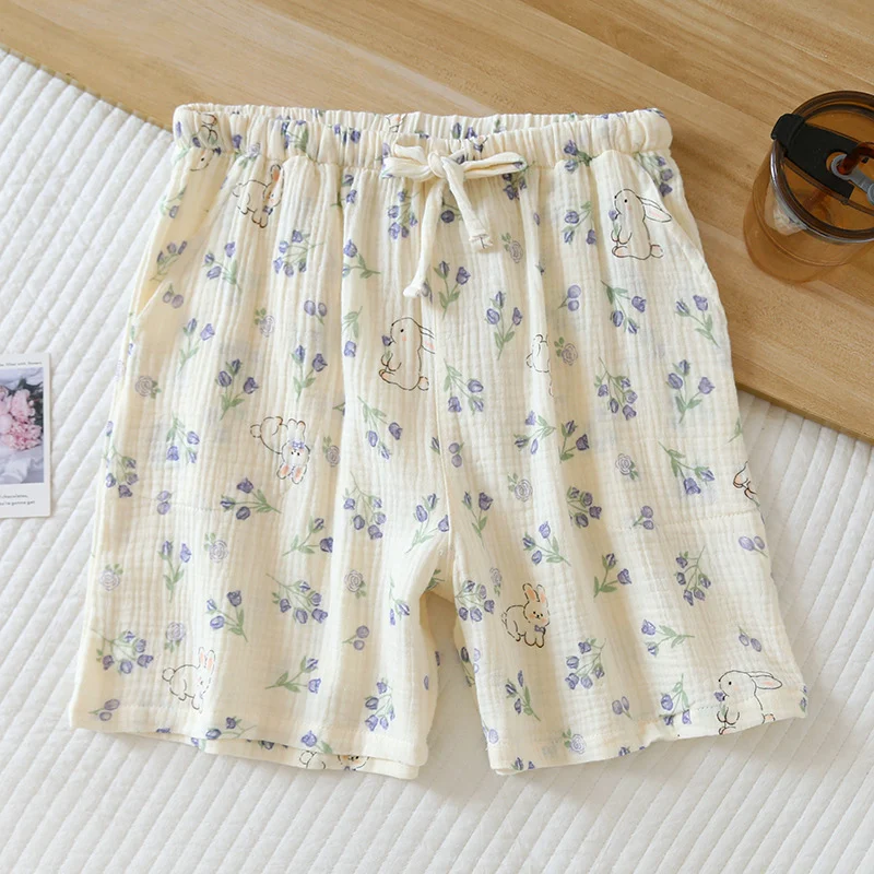 Dames zomer dunne cropped loose en sweet home broek. Geniet van comfort en stijl thuis, perfect voor warme dagen. — foto 17