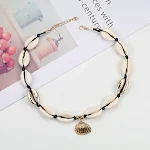 Colar boêmio exótico artesanal, pingente de concha natural, para clavícula. Perfeito para férias e feriados especiais. — foto 3