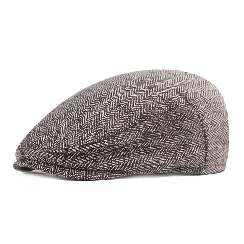 Boina masculina xadrez espinha de peixe estilo britânico Charme atemporal e conforto Elegância para homens que buscam um visual sofisticado e proteção contra o frio. — foto 6