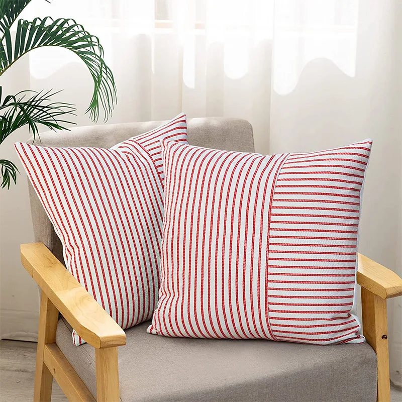 Capa de almofada de lona listrada decorativa moderna para casa, sofá e quarto. Adicione estilo e conforto à sua decoração com esta peça. — foto 8