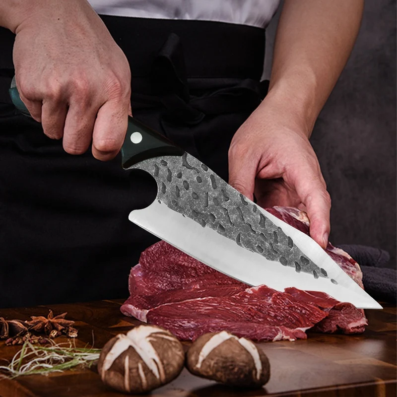Title 23, Hand-forged hammer pattern boning knife, black ...