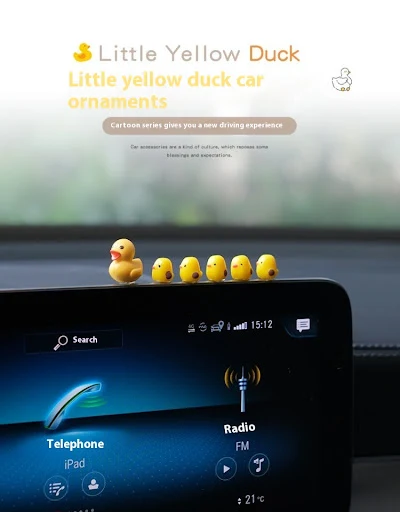 Title 3, Car Mini Cute Yellow Duck Center Console Orname...