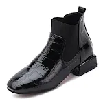 Damen Stiefel mit eckiger Zehenpartie, Lackleder, weiche Sohle, samtweiches warmes Futter, mittelhohe kurze Stiefel. Warm & bequem! — foto 4