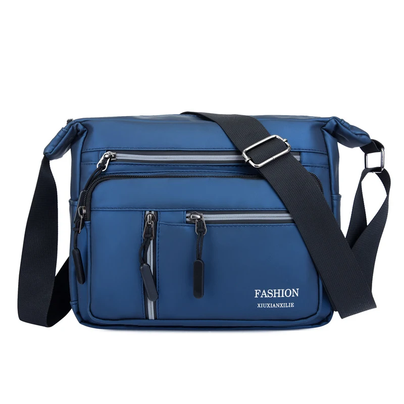 Bolsa de ombro casual masculina com filme de nylon impermeável. Perfeita para uso diário e viagens. Mantenha seus pertences secos e seguros. — foto 1