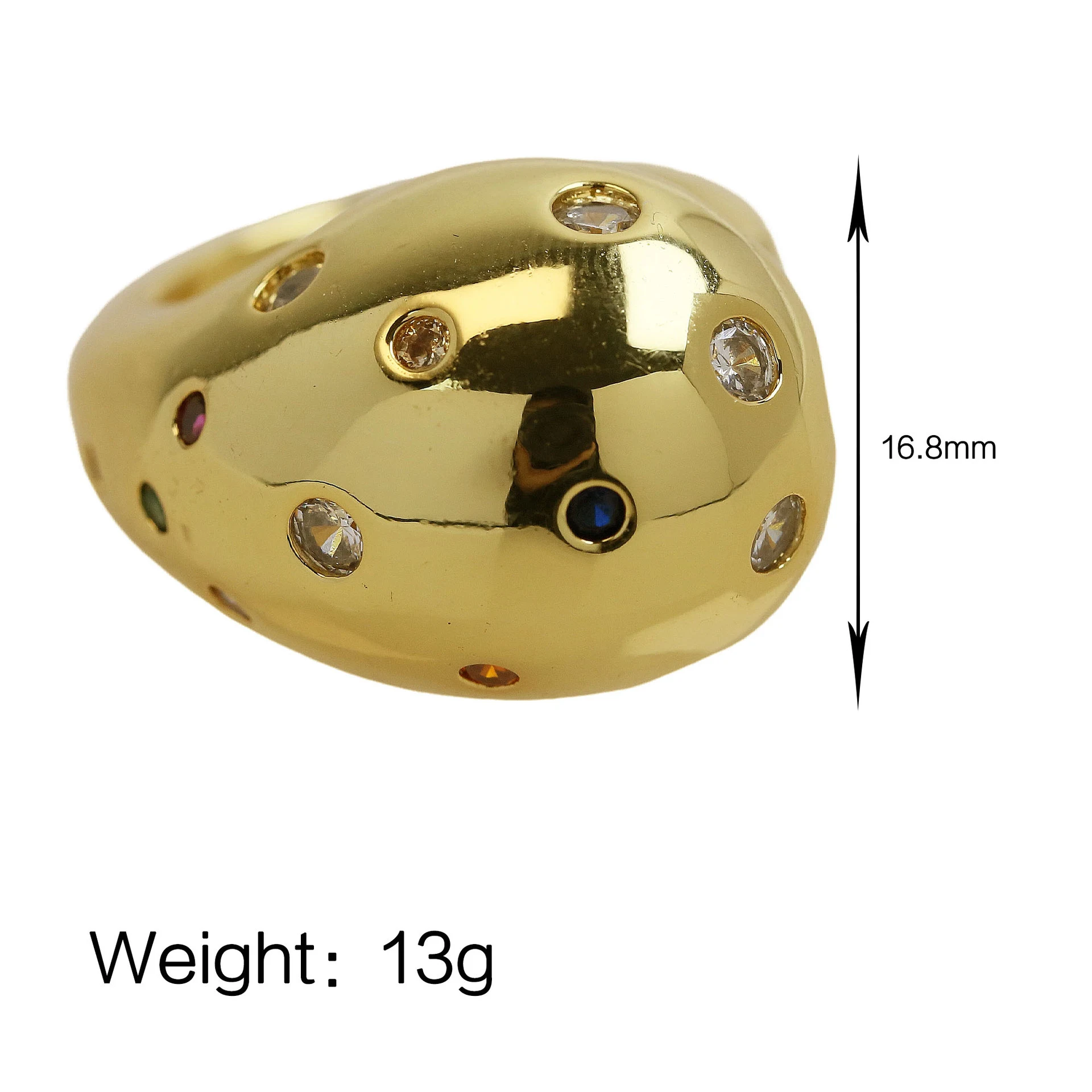 Anel aberto de latão dourado 18K exagerado e moderno, perfeito para adicionar um toque arrojado ao seu visual. — foto 3