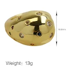 Anel aberto de latão dourado 18K exagerado e moderno, perfeito para adicionar um toque arrojado ao seu visual. — foto 3