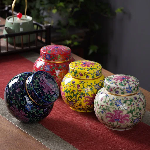 Title 1, Large sealed enamel ceramic tea jar moisture pr...