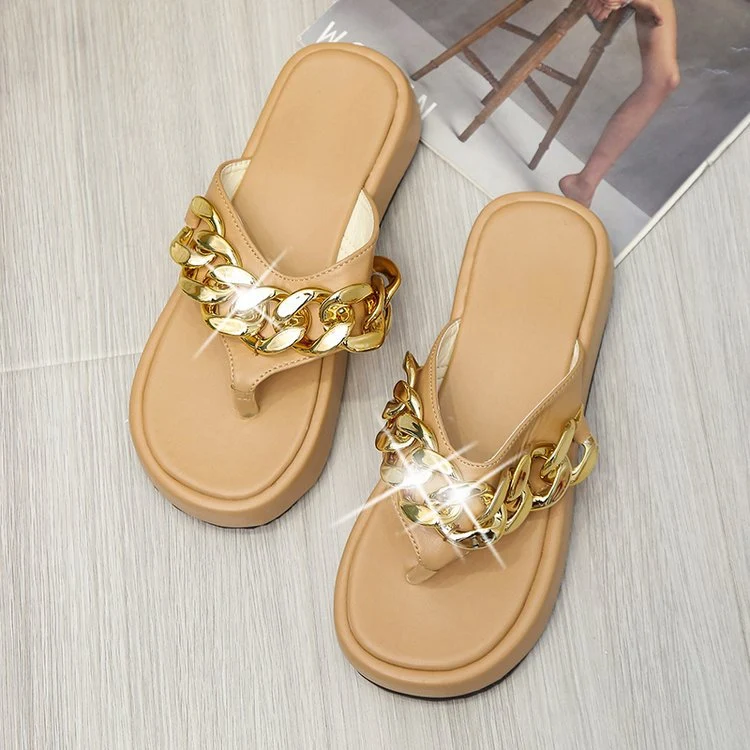 Title 8, Chain Slippers Summer Fashion Thong Sandals Fli...