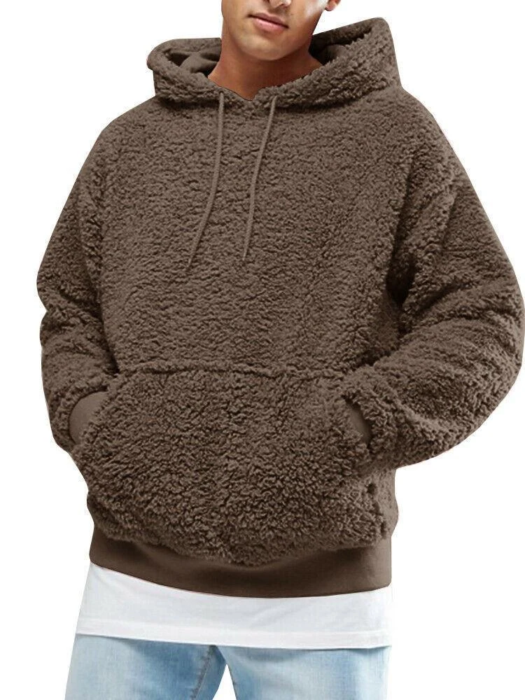 Moletom com capuz grosso de veludo plus size masculino, moda e conforto para o inverno, ideal para um visual casual e quente. — foto 3