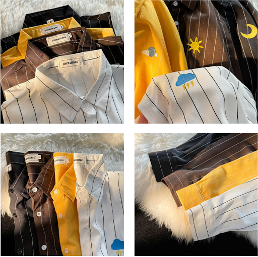 Title 6, Mens Vertical Striped Shirt, Trendy Casual Loo...