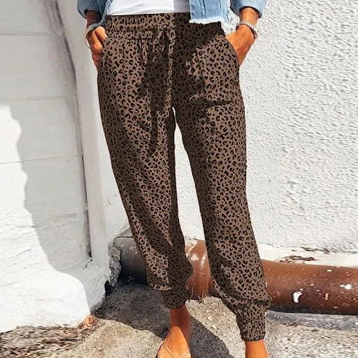 Title 2, European and American Leopard Print Slim Pants ...