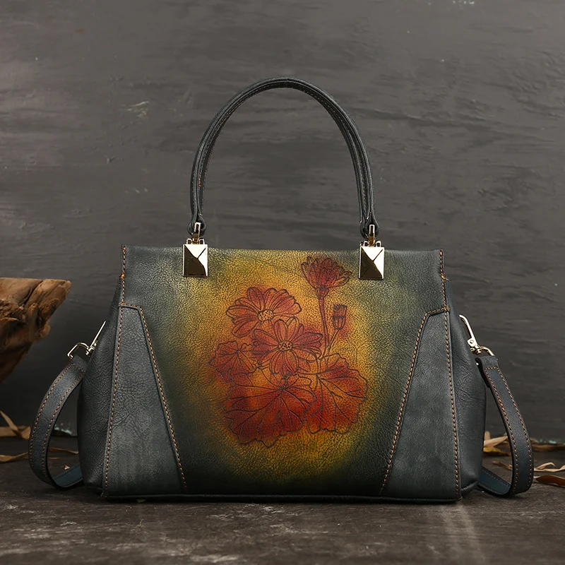 Title 2, Bolsa de mão vintage de couro legítimo para mul...
