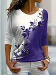 Vestido casual de manga larga con estampado floral multicolor y cuello redondo, ideal para el día a día, cómodo y elegante. — foto 10