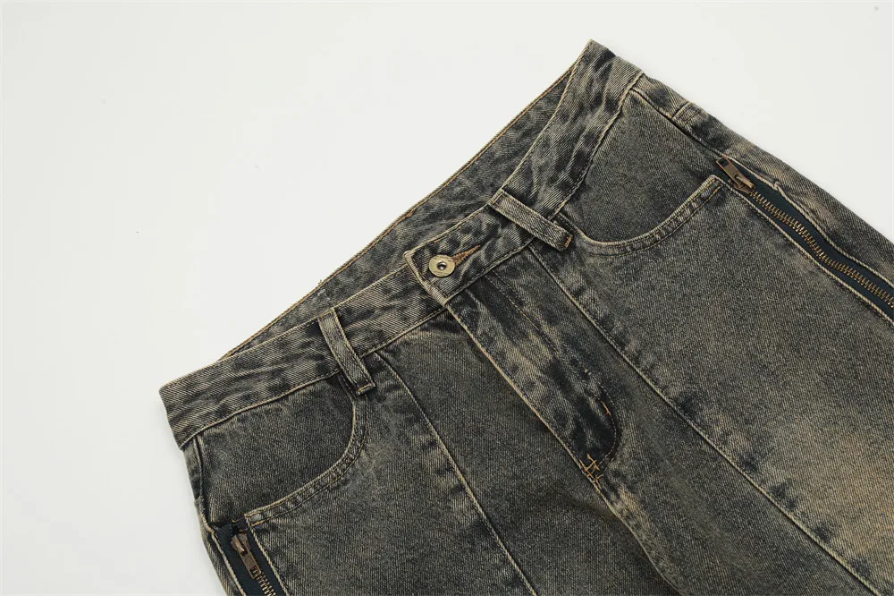 Men's Patchwork Irregular Skinny Jeans Washed, a stylish and modern fit. Comfortable and fashionable, perfect for a uniq — photo 7