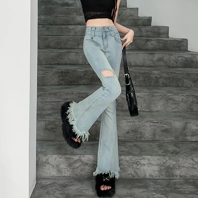 Women's Fringed Burr Slightly Flared Jeans. Flattering fit, trendy details and all-day comfort make these jeans a stylis — photo 9